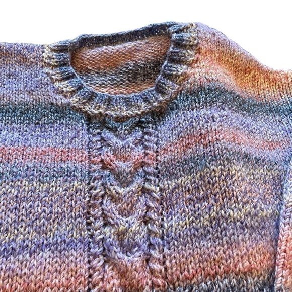 Handmade Chunky Knit Sweater - Beautifully constructed - Pinks, Blues and Purple - Picture 9 of 11
